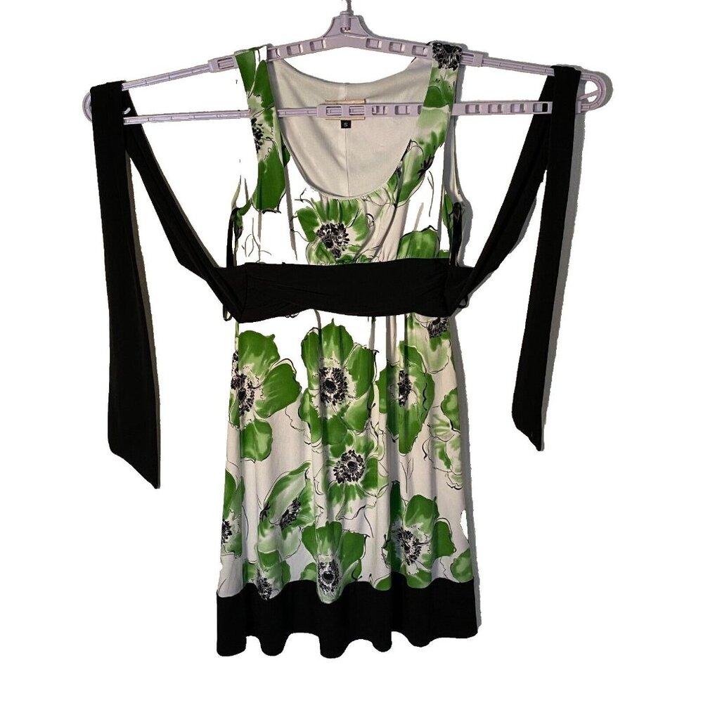 Roulette Green Black and White Empire Waist‎ Dress Size Small